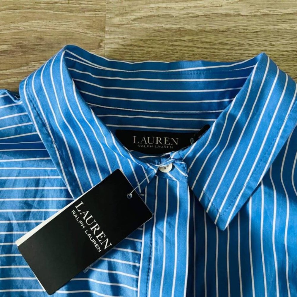 Ralph Lauren New w/tag Blue and white Cotton dress size 12 $185 - Picture 3 of 4